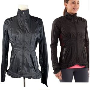 Lululemon Athletica Black Lace Back Windbreaker Runner Jacket
